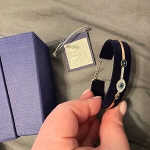 Elegant Blue and Gold Bracelet with Evil Eye